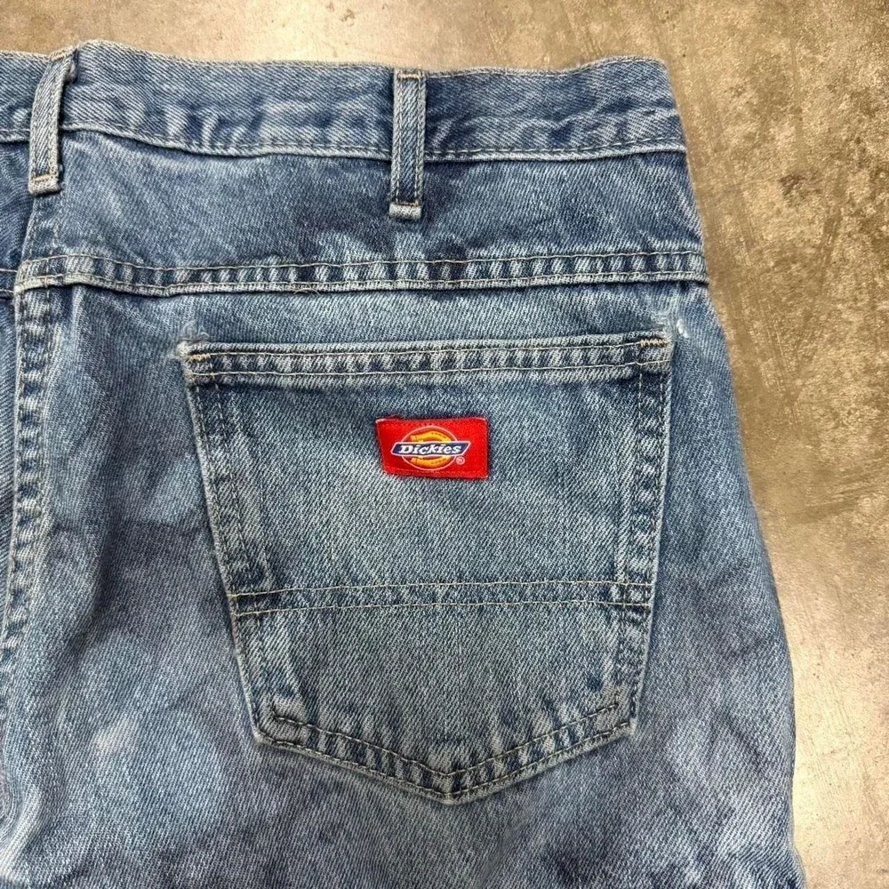 Y2K Dickies Denim Carpenter Double Knee Acid Wash Work Pants 34x34